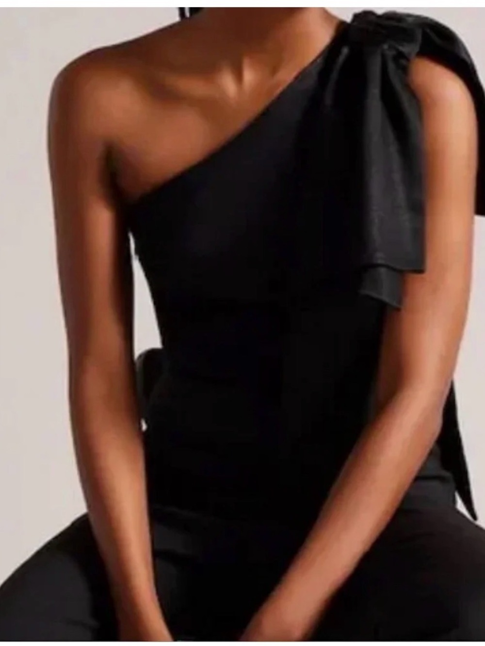 Ted Baker Black Orliie Giant Bow Trim One Shoulder Jumpsuit TB Size 1 US 4 NWT